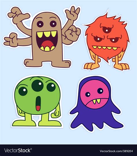 Cute monster stickers Royalty Free Vector Image