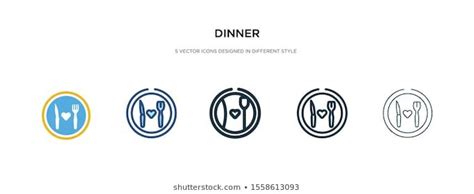 dinner icon in different style vector illustration. two colored and black dinner vector ...