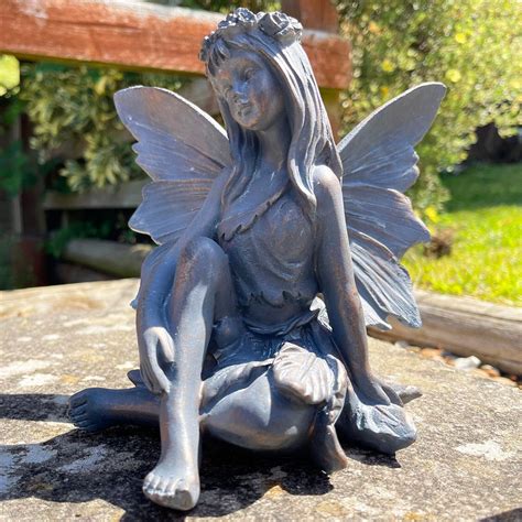 Bronze Sitting Flower Fairy Ornament Magic Outdoor Garden Decorative Sculpture | eBay