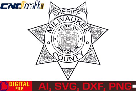 State of Wisconsin Milwaukee County Sheriff Badge vector file for Lase