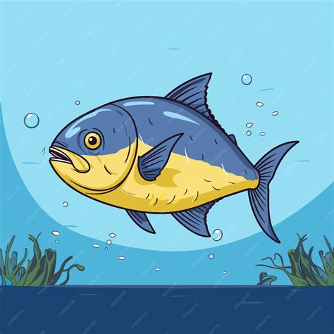 Premium Vector | Cute tuna fish underwater cartoon vector illustration