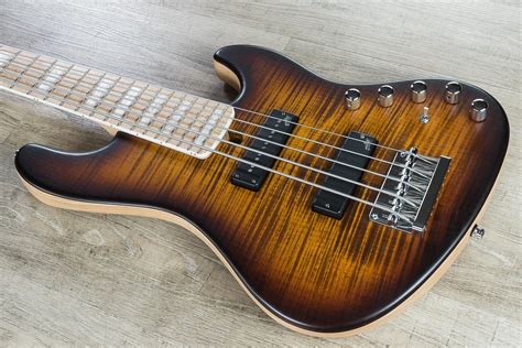 Mayones Jabba Custom 5 5-String Bass, Amber Burst, Birdseye Maple Fretboard