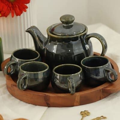 Buy/Send Teapot And Cup Set With Serving Tray Ceramic Online | IGP | JVS1269124