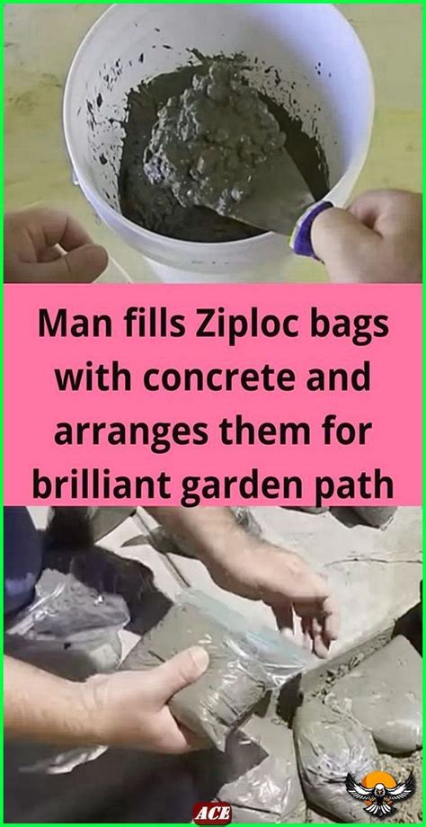 Man fills Ziploc bags with concrete and arranges them for brilliant garden path | Garden paths ...