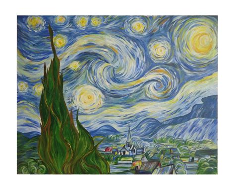 pintura em tela releitura Van Gogh - A noite estrelada | Elo7