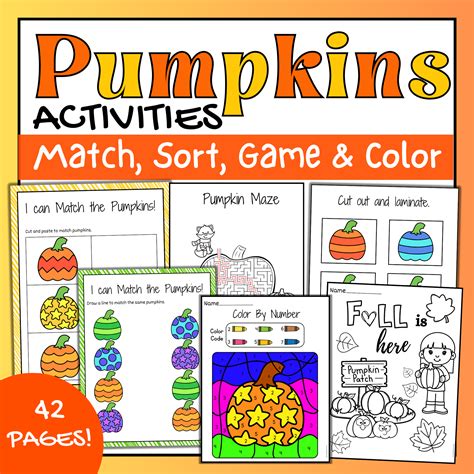 Fall Pumpkin Patch Activities for Preschool Match, sort,order by size and color | Made By Teachers