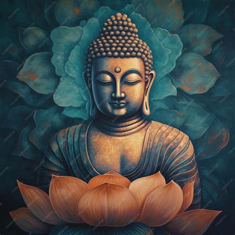 Premium AI Image | A painting of a buddha with a lotus flower in the ...