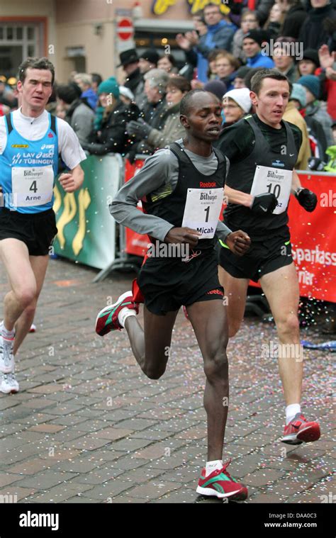 Kenyan Micah Kogo (C) wins the New Year's Run in Trier, Germany, 31 ...