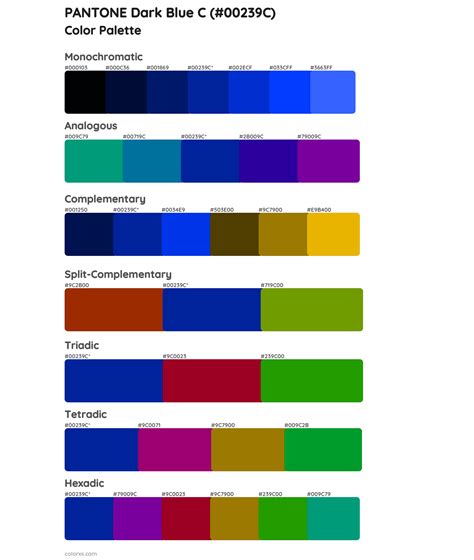 PANTONE Dark Blue C color palettes - colorxs.com