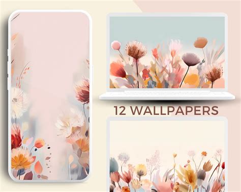 Boho Floral Desktop Wallpaper Art Desktop Wallpapers Mac - Etsy