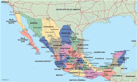 mexico political map. Eps Illustrator Map | Vector World Maps