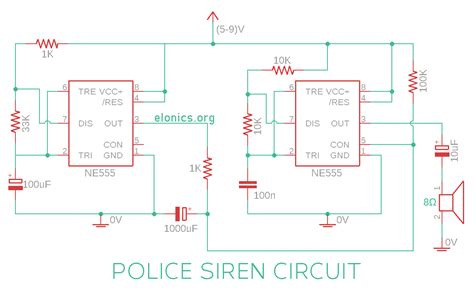 Police Siren Circuit Using 555 IC