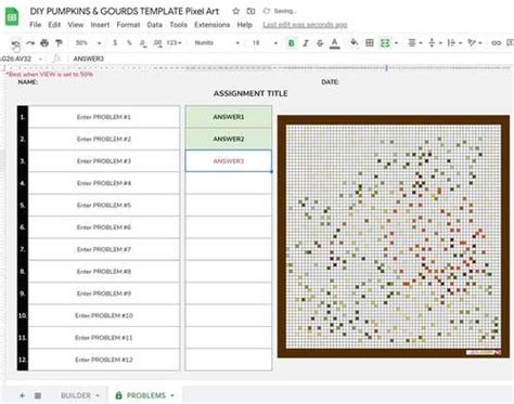 GOOGLE SHEETS DIY Halloween Thanksgiving Digital Pixel Art Template ...