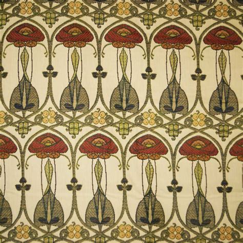 Art Deco Art Nouveau Red Flat-Weave Curtain and Upholstery Fabric | Art nouveau, Fabric ...