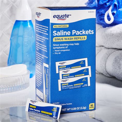 Equate All Natural Saline Packets Sinus Wash Refills for Neti Pots, 50 ...