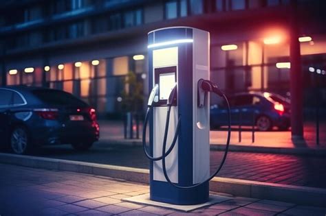 Premium AI Image | Fast charging stations for electric vehicles in a modern city at night ...