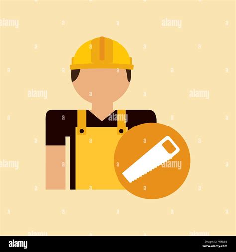 character construction man with tool box saw vector illustration eps 10 Stock Vector Image & Art ...