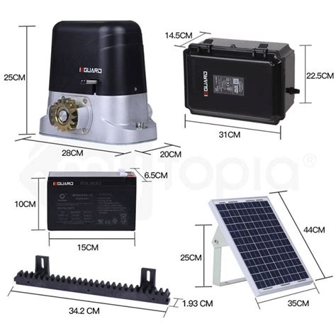 E-GUARD Automatic Solar Sliding Gate Opener 1500kg 5m Motorised Remote ...