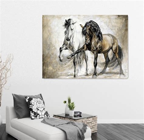 2018 Two Horse Design Retro Brown Horse Dance Original Living Room ...