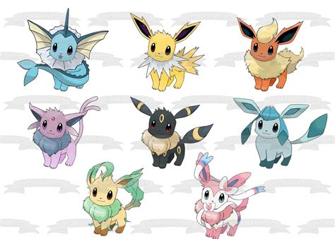 Decorate your Cake with this Pokemon Eevee Evolutions themed Edible Cake Topper Image featuring ...