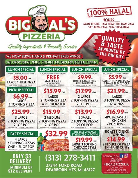 Big Al's Pizzeria menu in Dearborn Heights, Michigan, USA