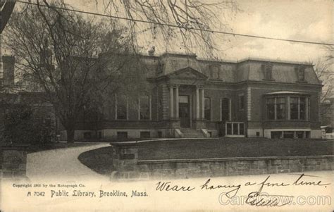 Public Library Brookline, MA Postcard