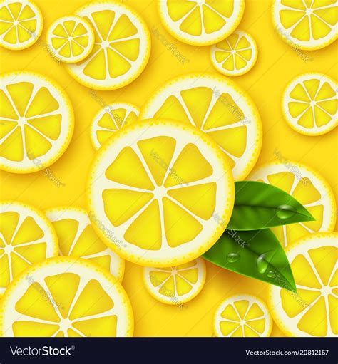 Lemon yellow background sliced lemons pieces with Vector Image