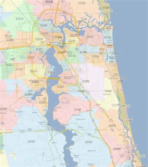 Zip code map of Jacksonville FL - Zip code map Jacksonville Florida ...