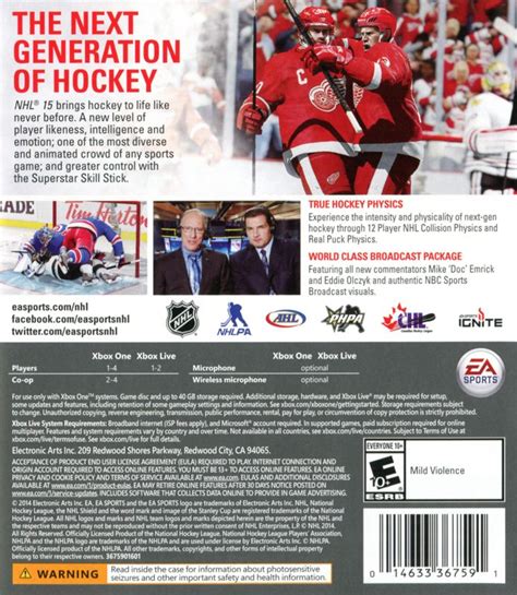 NHL 15 (2014) box cover art - MobyGames