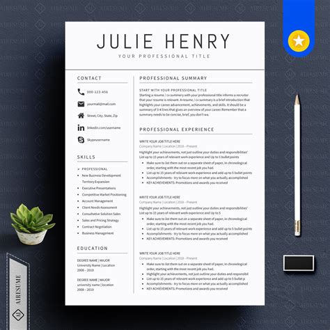 Modern Resume Template & Cover Letter CV Template, Professional, Creative Resume, Teacher, Word ...