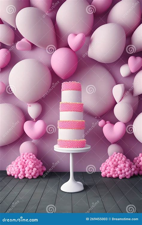 Pink Hearts Balloons Birthday Party Celebrations Background with Copy ...