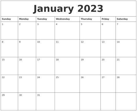 January 2023 Cute Printable Calendar