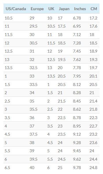 footjoy golf shoes size chart - Keski