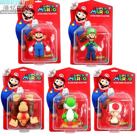 Free shipping 5pcs/set 12cm Super Mario Bros Action Figures toys with color box Mario and Luigi ...