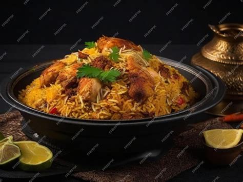 Premium AI Image | Chicken biryani with steamed basmati rice