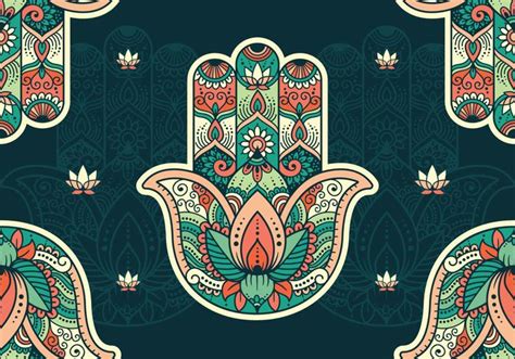 Hamsa Pattern Wallpaper 160821 Vector Art at Vecteezy