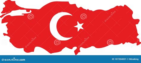 Turkey Map with Flag Colors Stock Vector - Illustration of turkish ...