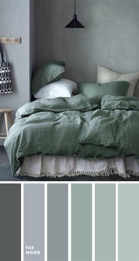 Grey green bedroom color palette