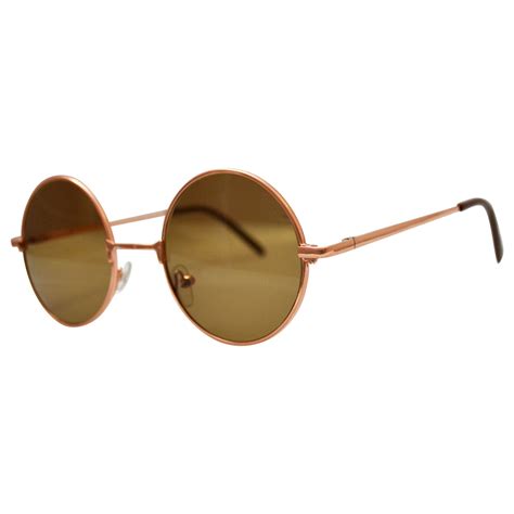 John Lennon Sunglasses - Vintage Gold Tone, Brown Lenses