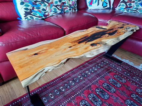 Live Edge Coffee Table Black Epoxy Resin Table Yew - Etsy