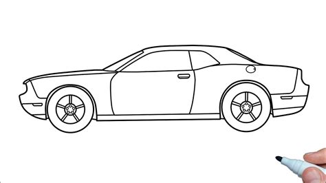 How to draw a DODGE CHALLENGER SRT Hellcat step by step - YouTube