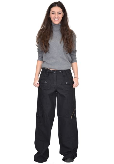 New Ladies Womens Baggy Wide Leg Loose Lightweight Combat Trousers ...