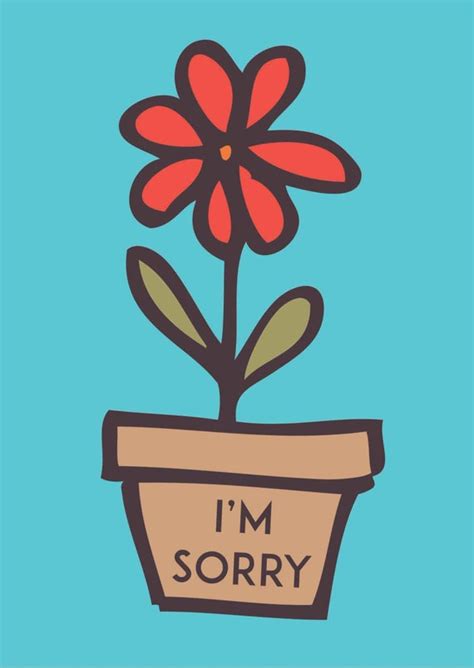 I'm Sorry Card Flower Apology Cute Pot Cartoon Art