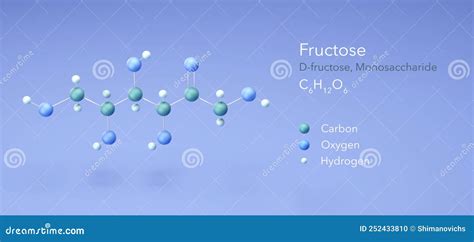 Fructose, Monosaccharide, Fruit Sugar, D-fructose. Molecular Formula 3d ...