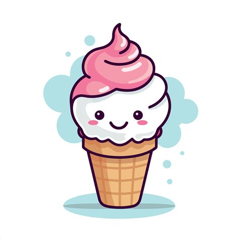 A cute Ice Cream flat illustration, ice-cream vector drawing, colorful ...