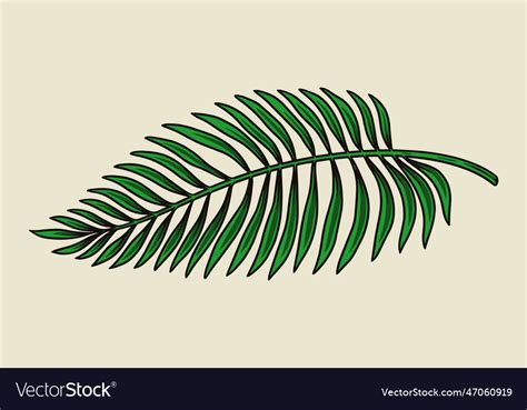 Palm branch green detailed emblem Royalty Free Vector Image