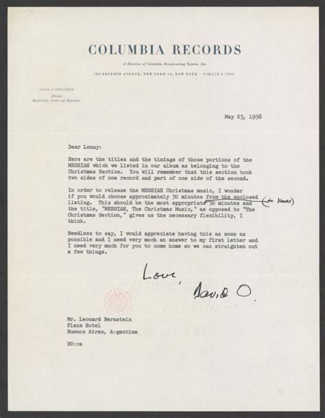 David Oppenheim to Leonard Bernstein, May 23, 1958 | Library of Congress