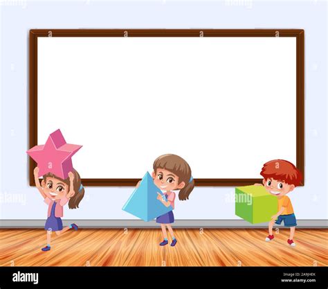 Frame design with board and three kids illustration Stock Vector Image ...