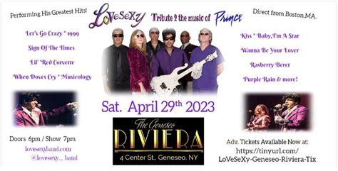 LoVeSeXy Tribute 2 Prince Returns to NY @Geneseo Riviera Theater 4/29/23 | The Geneseo Riviera ...