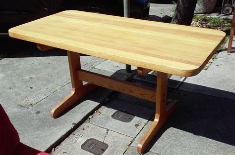 UHURU FURNITURE & COLLECTIBLES: SOLD Oak Trestle Butcher Block Dining ...